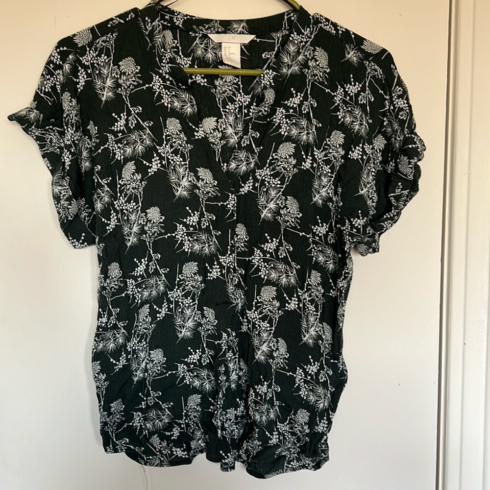 Dark green patterned blouse